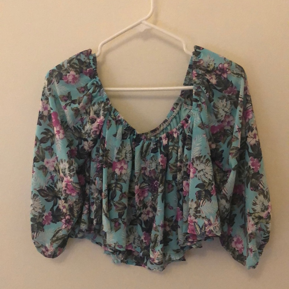 off the shoulder tropical crop top